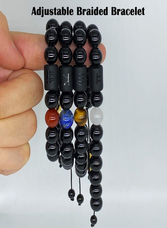 VLINRAS Capricorn Gifts Men Women Zodiac Capricorn Bracelet Braided Adjustable Black Onyx Horoscope Jewelry - Image 4